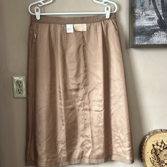 Vintage Pendleton Tan Virgin Wool A-Line Midi Skirt Size 16 Normcore - Picture 9 of 10